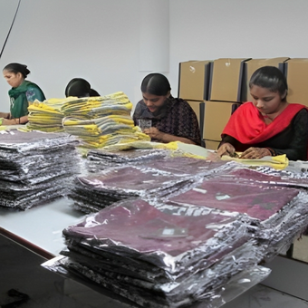 Garment packing and quality control at KK Fashion Exports